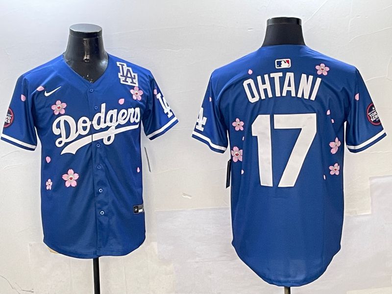 Men Los Angeles Dodgers #17 Ohtani Blue Sakura Edition 2025 Nike MLB Jersey style 6